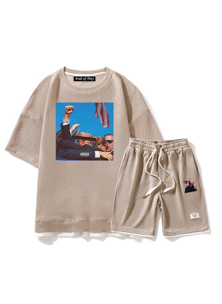 KUYING New Trump Print Short Sleeved Shorts Set - Image 1