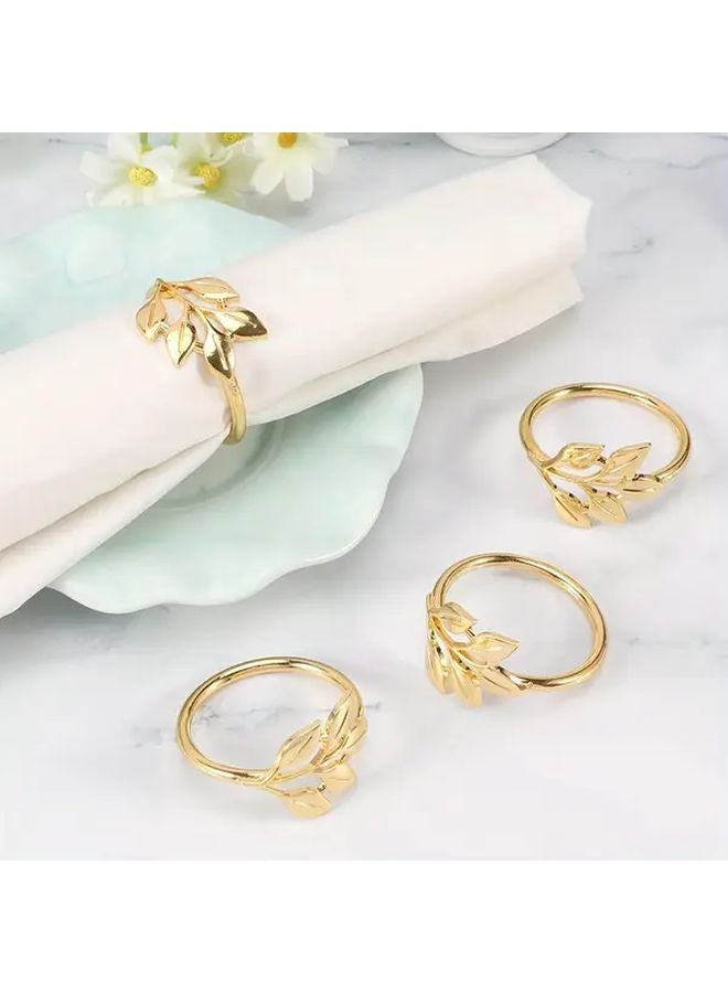 20pcs Golden Reusable Napkin Rings Elegant Leaf Design Durable Metal Table Decor - Image 5