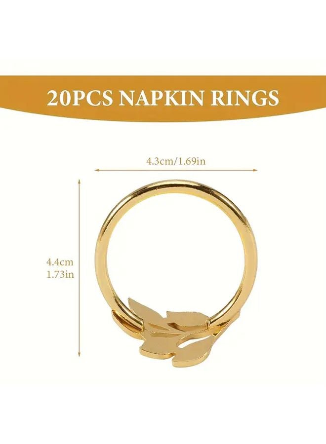 20pcs Golden Reusable Napkin Rings Elegant Leaf Design Durable Metal Table Decor - Image 4