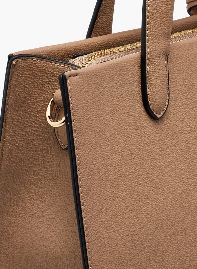 Celeste Women's Textured Tote Bag with Double Handles and Detachable Strap