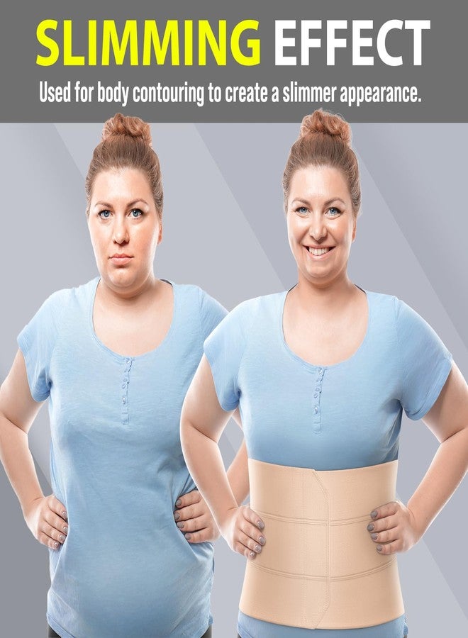 BLITZU Abdominal Binder for Women & Men Post Surgery Recovery, 9 inch 3 Panel Waist Compression Band, Wrap Support for Bariatric, Belly, Stomach, Postpartum, Hernia, Latex-free, Breathable Fabric. Nude L-XL - Image 4
