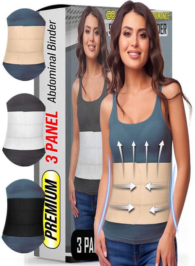 BLITZU Abdominal Binder for Women & Men Post Surgery Recovery, 9 inch 3 Panel Waist Compression Band, Wrap Support for Bariatric, Belly, Stomach, Postpartum, Hernia, Latex-free, Breathable Fabric. Nude L-XL - Image 1