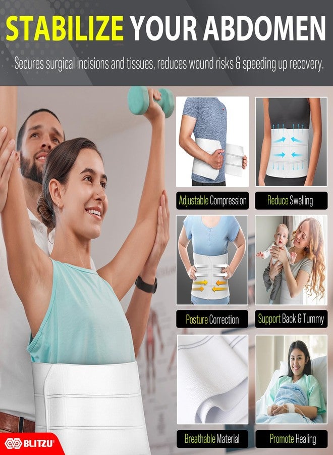 BLITZU Abdominal Binder for Women & Men Post Surgery Recovery, 9 inch 3 Panel Waist Compression Band, Wrap Support for Bariatric, Belly, Stomach, Postpartum, Hernia, Latex-free, Breathable Fabric. Nude L-XL - Image 3