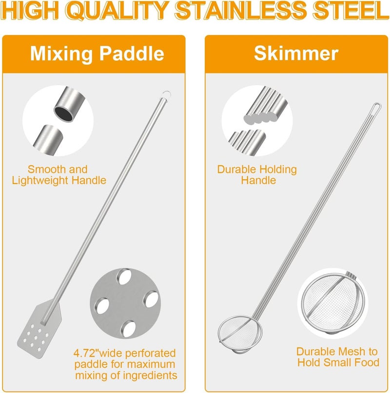 BBQ-PLUS BBQ PLUS 42 Inch Crawfish/Crab Boil Mixing Stir Paddle and Wire Mesh Skimmer Spoon Fryer with Long Handle for Stockpots and Fry Pots,Large Stirring Paddle Skimmer Ladle Accessories - Image 3