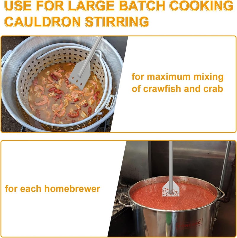 BBQ-PLUS BBQ PLUS 42 Inch Crawfish/Crab Boil Mixing Stir Paddle and Wire Mesh Skimmer Spoon Fryer with Long Handle for Stockpots and Fry Pots,Large Stirring Paddle Skimmer Ladle Accessories - Image 5