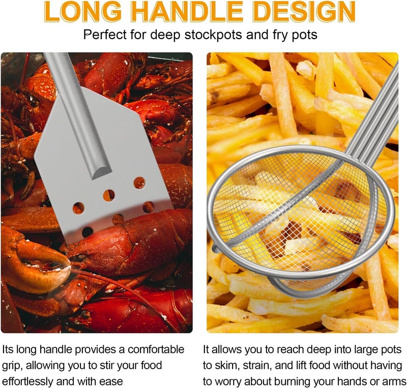 BBQ-PLUS BBQ PLUS 42 Inch Crawfish/Crab Boil Mixing Stir Paddle and Wire Mesh Skimmer Spoon Fryer with Long Handle for Stockpots and Fry Pots,Large Stirring Paddle Skimmer Ladle Accessories - Image 4