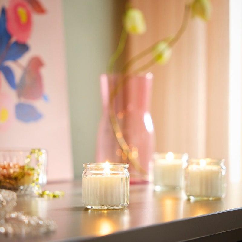 Baitique 8-Piece Scented Glass Candle Set – Vanilla, Pale Beige, 12-Hour Burn - Image 3