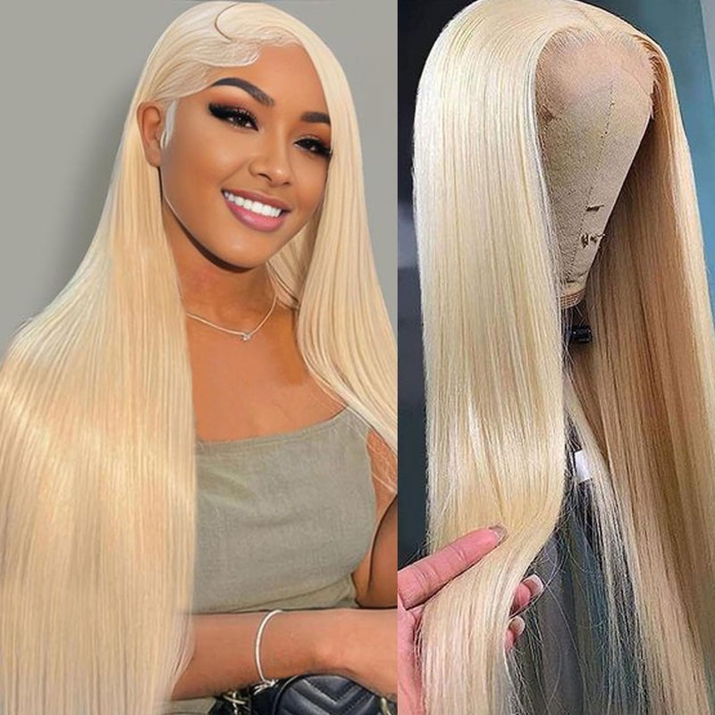 LETMIEO 28 Inch 613 Lace Front Wig Human Hair Pre Plucked Blonde 13x6 HD Straight Lace Frontal Wigs Glueless Wigs Human Hair Blonde Lace Front Wigs - Image 1