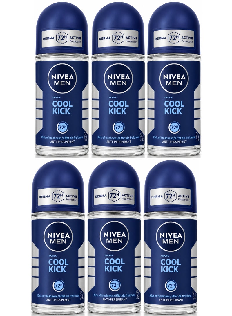 Nivea Pack Of 6 Nivea Roll On Men 50ml Cool Kick - Image 1