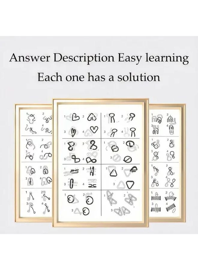 8pcs Yellow Iron Brain Teaser Puzzle Set Logic Toy For Kids Teens Adults - Image 4
