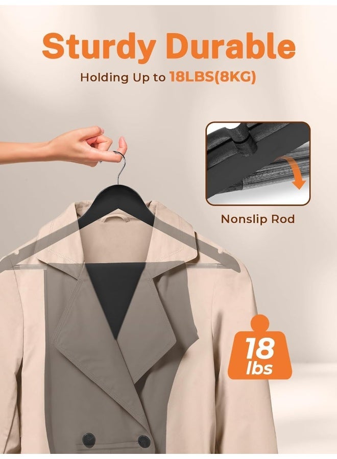 HOUSE DAY HOUSE DAY 20 Pack Black Wooden Hangers Clothes Hangers Smooth Finish Wooden Coat Hangers for Closet Heavy Duty Hangers Solid Wood Hangers Suit Hangers for Clothes, Jacket, Shirt, Tank Top, Dress  - Image 2