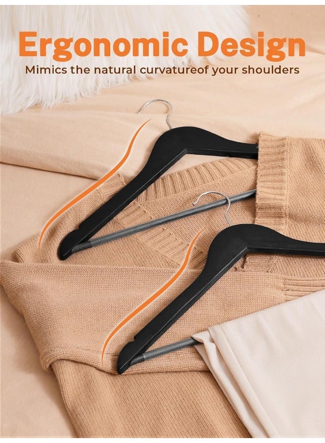 HOUSE DAY HOUSE DAY 20 Pack Black Wooden Hangers Clothes Hangers Smooth Finish Wooden Coat Hangers for Closet Heavy Duty Hangers Solid Wood Hangers Suit Hangers for Clothes, Jacket, Shirt, Tank Top, Dress  - Image 5