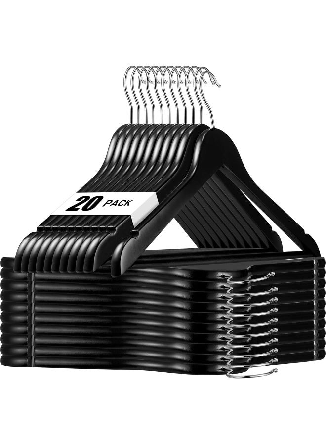 HOUSE DAY HOUSE DAY 20 Pack Black Wooden Hangers Clothes Hangers Smooth Finish Wooden Coat Hangers for Closet Heavy Duty Hangers Solid Wood Hangers Suit Hangers for Clothes, Jacket, Shirt, Tank Top, Dress  - Image 1