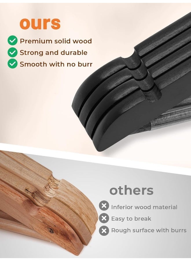 HOUSE DAY HOUSE DAY 20 Pack Black Wooden Hangers Clothes Hangers Smooth Finish Wooden Coat Hangers for Closet Heavy Duty Hangers Solid Wood Hangers Suit Hangers for Clothes, Jacket, Shirt, Tank Top, Dress  - Image 3