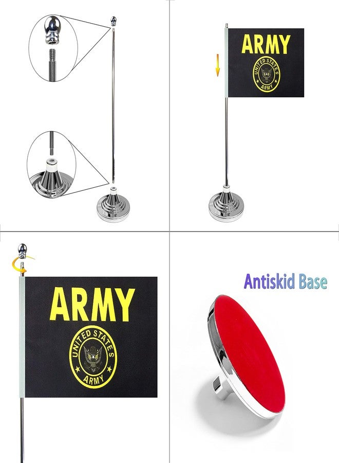 WXTWK 2 Pack American USA Gold Crest Desk Flag Small Mini US Military Table Flags With Stand Base,United States Army Festival Events Celebration Decorations - Image 3