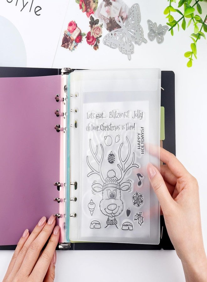 BAOFALI A5 6 Ring Binder Cover Clean Transparent Soft PVC for Refillable Notebook Shell withMatte surfaceforStamp & Die Storage (Black) - Image 5