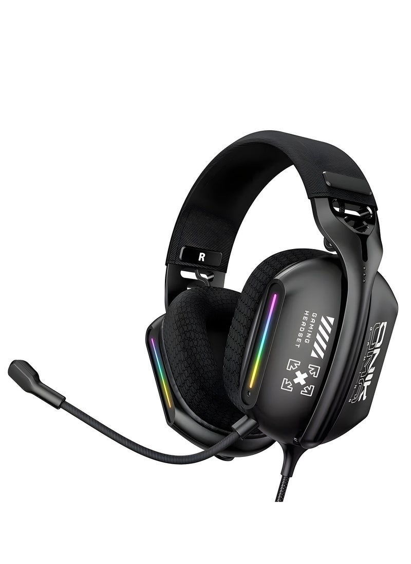 onikuma Onikuma X12 Gaming Headset with RGB Lighting & Noise-Canceling Microphone – Wired with Volume Control – Stylish Design, High-Quality Sound – Black  - Image 1