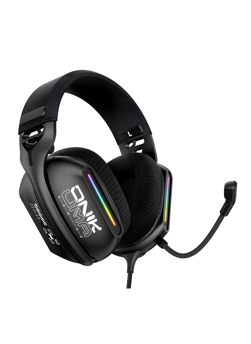 onikuma Onikuma X12 Gaming Headset with RGB Lighting & Noise-Canceling Microphone – Wired with Volume Control – Stylish Design, High-Quality Sound – Black  - Image 2