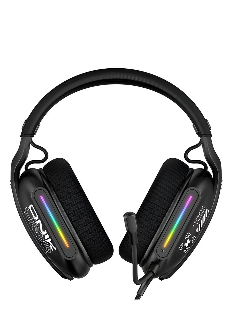 onikuma Onikuma X12 Gaming Headset with RGB Lighting & Noise-Canceling Microphone – Wired with Volume Control – Stylish Design, High-Quality Sound – Black  - Image 3