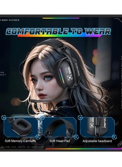 onikuma Onikuma X12 Gaming Headset with RGB Lighting & Noise-Canceling Microphone – Wired with Volume Control – Stylish Design, High-Quality Sound – Black  - Image 5