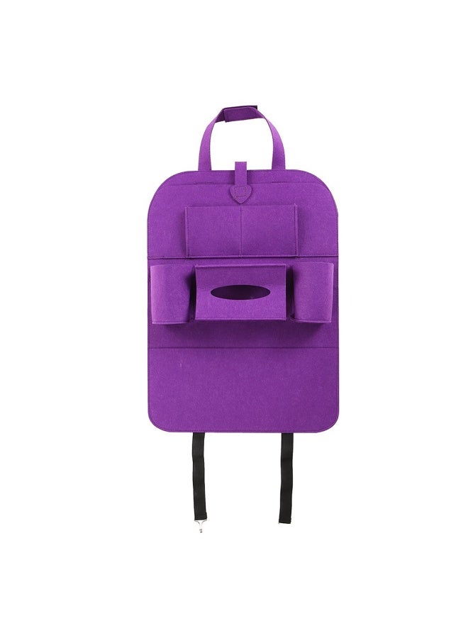 منظم ظهر مقعد السيارة 55 × 39 سم - حقيبة تخزين من اللباد الأرجواني بتصميم متعدد الجيوب للأجهزة اللوحية والهواتف المحمولة والزجاجات والمناديل والمظلات - مناسب لجميع السيارات، سهل التركيب، مصنوع من مادة قماش متينة لتخزين المقعد الخلفي واستخدام السفر - Image 1