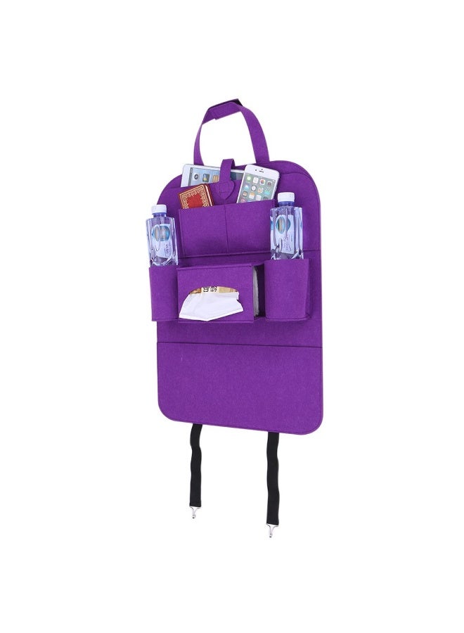 منظم ظهر مقعد السيارة 55 × 39 سم - حقيبة تخزين من اللباد الأرجواني بتصميم متعدد الجيوب للأجهزة اللوحية والهواتف المحمولة والزجاجات والمناديل والمظلات - مناسب لجميع السيارات، سهل التركيب، مصنوع من مادة قماش متينة لتخزين المقعد الخلفي واستخدام السفر - Image 3