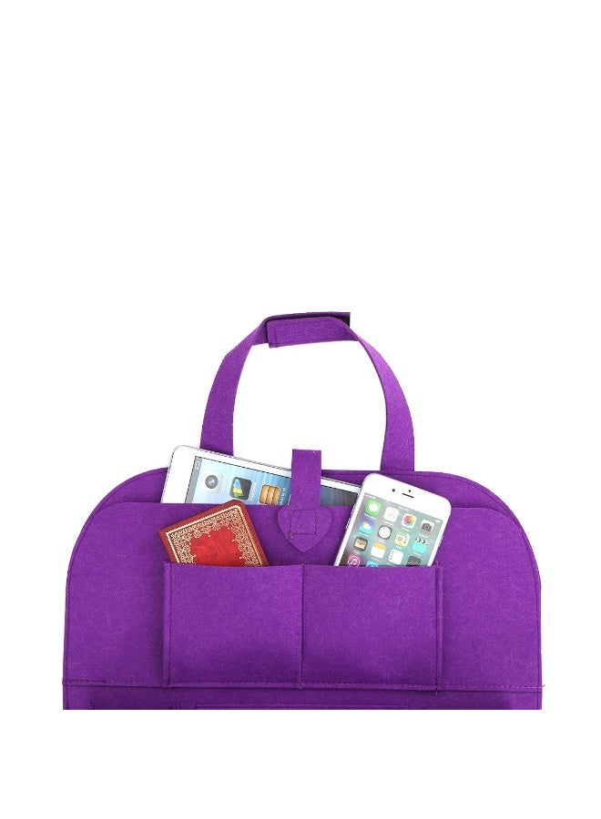 منظم ظهر مقعد السيارة 55 × 39 سم - حقيبة تخزين من اللباد الأرجواني بتصميم متعدد الجيوب للأجهزة اللوحية والهواتف المحمولة والزجاجات والمناديل والمظلات - مناسب لجميع السيارات، سهل التركيب، مصنوع من مادة قماش متينة لتخزين المقعد الخلفي واستخدام السفر - Image 4