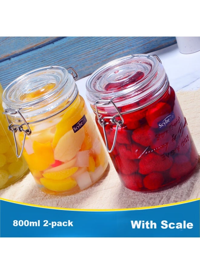 Scybe Glass Sealed Jar Set For Home Use, Wine Container, Pickle Jar, Glass Bottle, Lanshi 800ml, Set Of 2 - Image 1