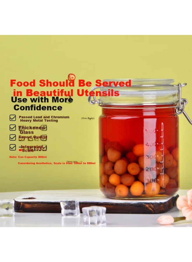 Scybe Glass Sealed Jar Set For Home Use, Wine Container, Pickle Jar, Glass Bottle, Lanshi 800ml, Set Of 2 - Image 3