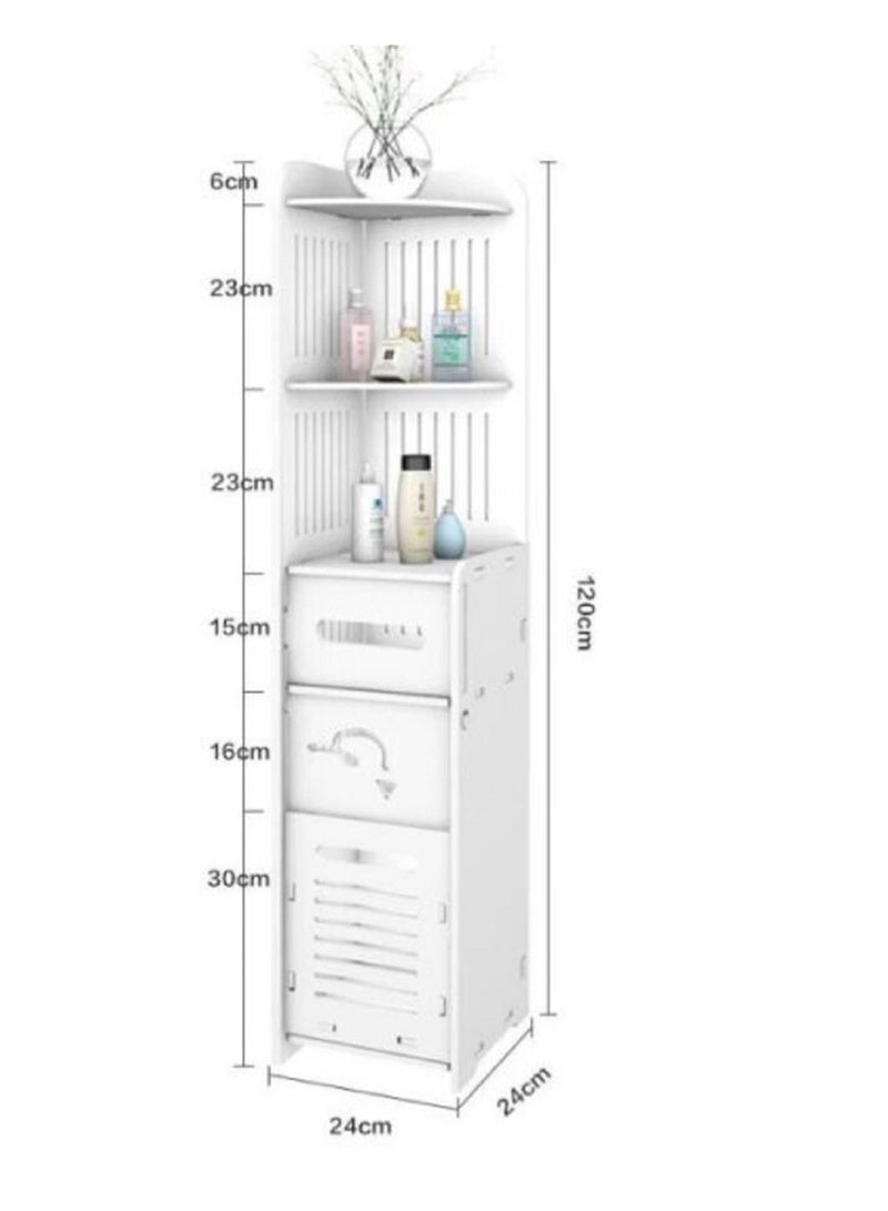 Generic Versatile Bathroom Storage Cabinet PVC Toilet Shelf with Paper Towel Rack, Waterproof Organizer Cupboard, Freestanding Space Saver for Home Bathrooms - Image 3