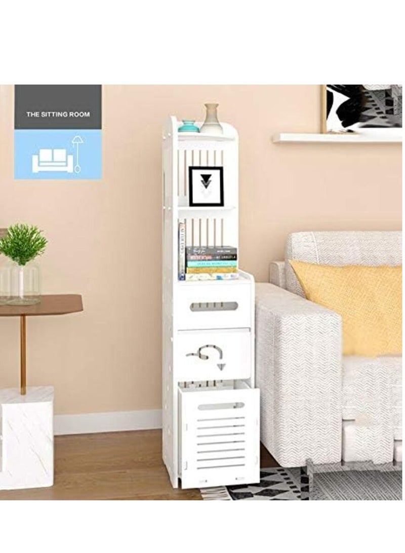 Generic Versatile Bathroom Storage Cabinet PVC Toilet Shelf with Paper Towel Rack, Waterproof Organizer Cupboard, Freestanding Space Saver for Home Bathrooms - Image 5