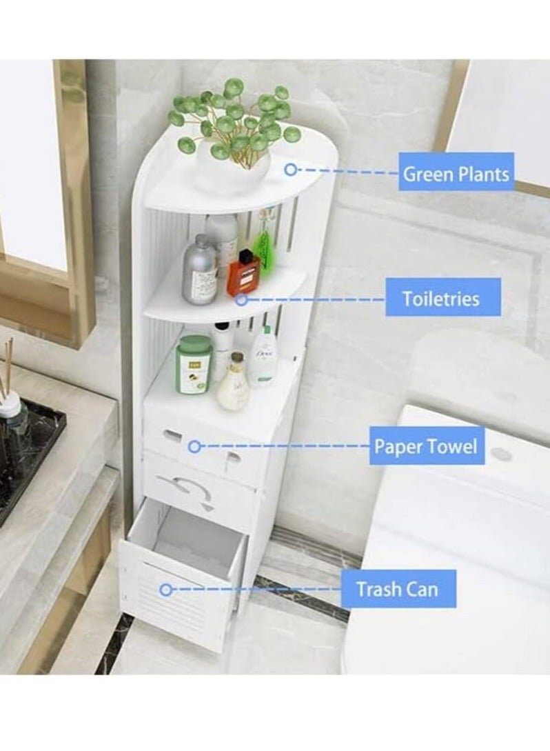 Generic Versatile Bathroom Storage Cabinet PVC Toilet Shelf with Paper Towel Rack, Waterproof Organizer Cupboard, Freestanding Space Saver for Home Bathrooms - Image 2
