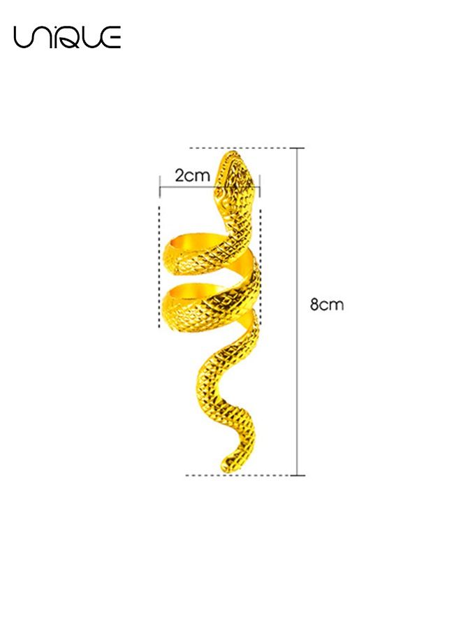 Unique Unisex Metal Alloy Retro Exaggerated Snake Shape Design Ring New Fashion Gift for Handsome Men/Cool Women/Young Boys/Ladies 2×8cm Gold - Image 2