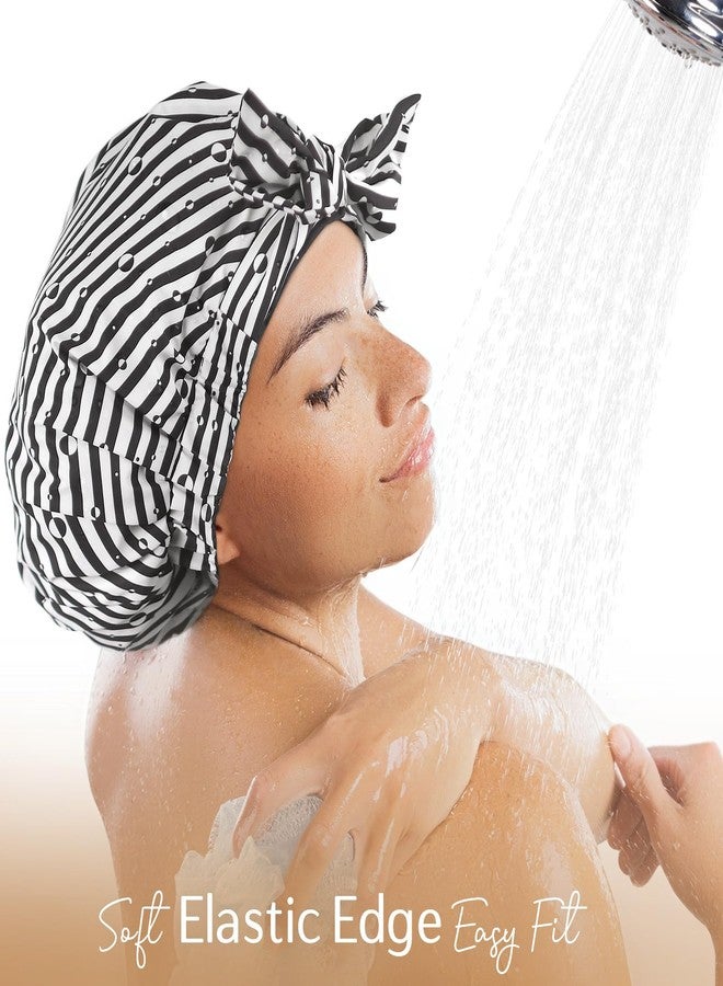 Yanibest Shower Cap for Women Reusable Waterproof, Adjustable Non-Slip Shower Hair Cap, Washable Bath Hat for Long Hair - Image 2