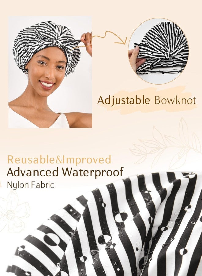 Yanibest Shower Cap for Women Reusable Waterproof, Adjustable Non-Slip Shower Hair Cap, Washable Bath Hat for Long Hair - Image 4