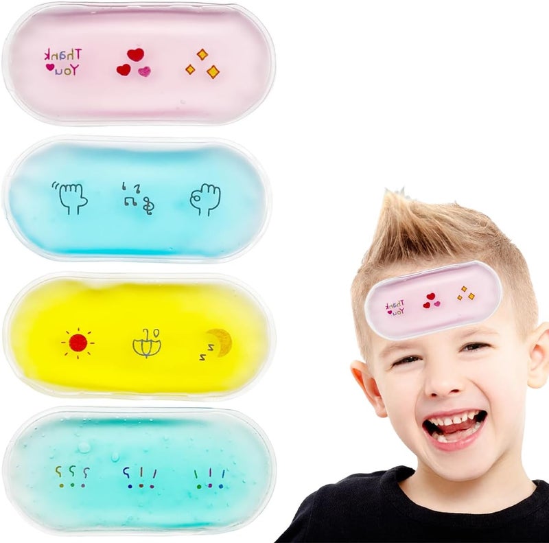 Coldcool 4 PCS Kids Hot Cold Ice Packs ReusableIce Pack Boo Boo Auxiliary Fever Reduction Wisdom Teeth Baby Colic Gas and Upset Stomach Pain Relief Fever Headaches - Image 1