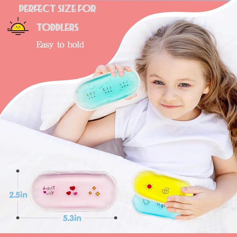 Coldcool 4 PCS Kids Hot Cold Ice Packs ReusableIce Pack Boo Boo Auxiliary Fever Reduction Wisdom Teeth Baby Colic Gas and Upset Stomach Pain Relief Fever Headaches - Image 2