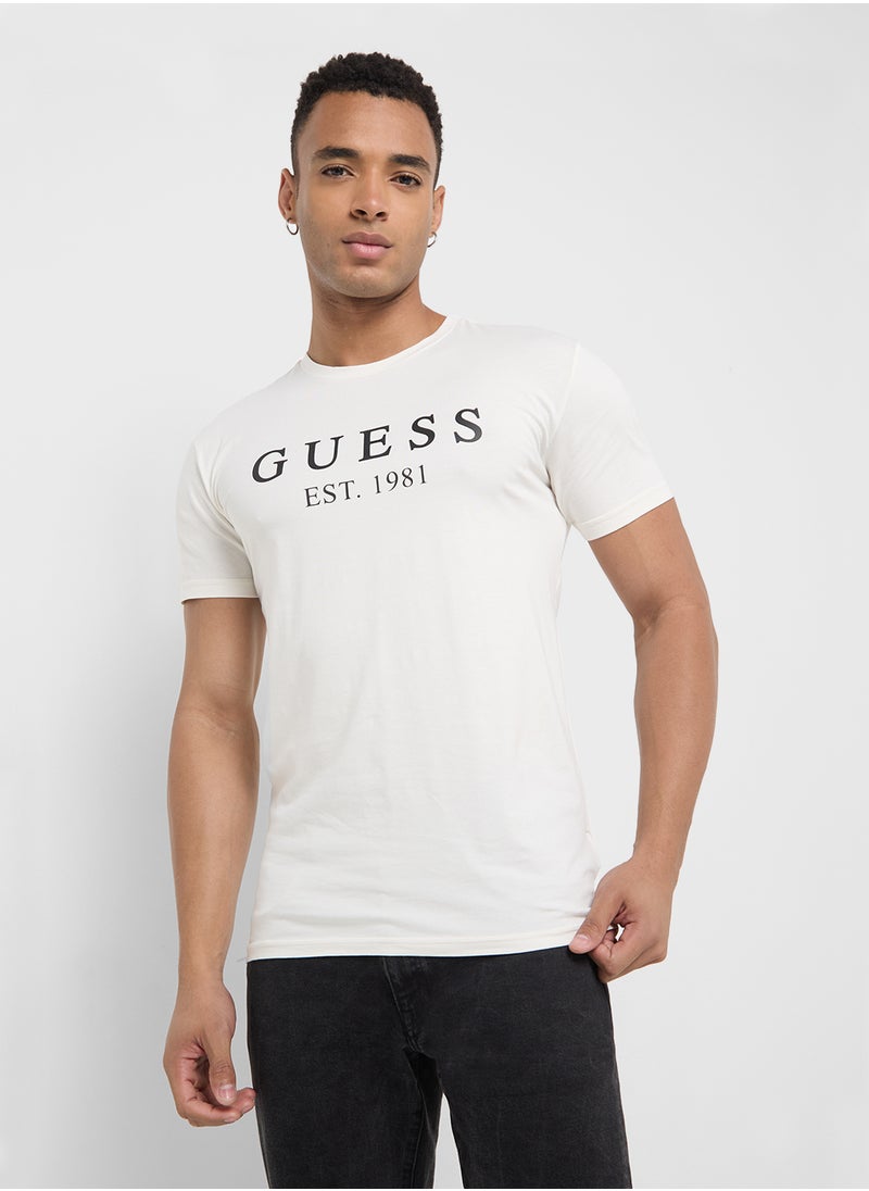 GUESS Logo Detailed Crew Neck Short Sleeve T-Shirt  - Image 1