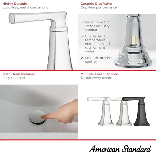 American Standard أمريكان ستاندرد 7426801.002، بيلميد تو-هاندل 8-إنش واسع الحوض للحمام، كروم - Image 3