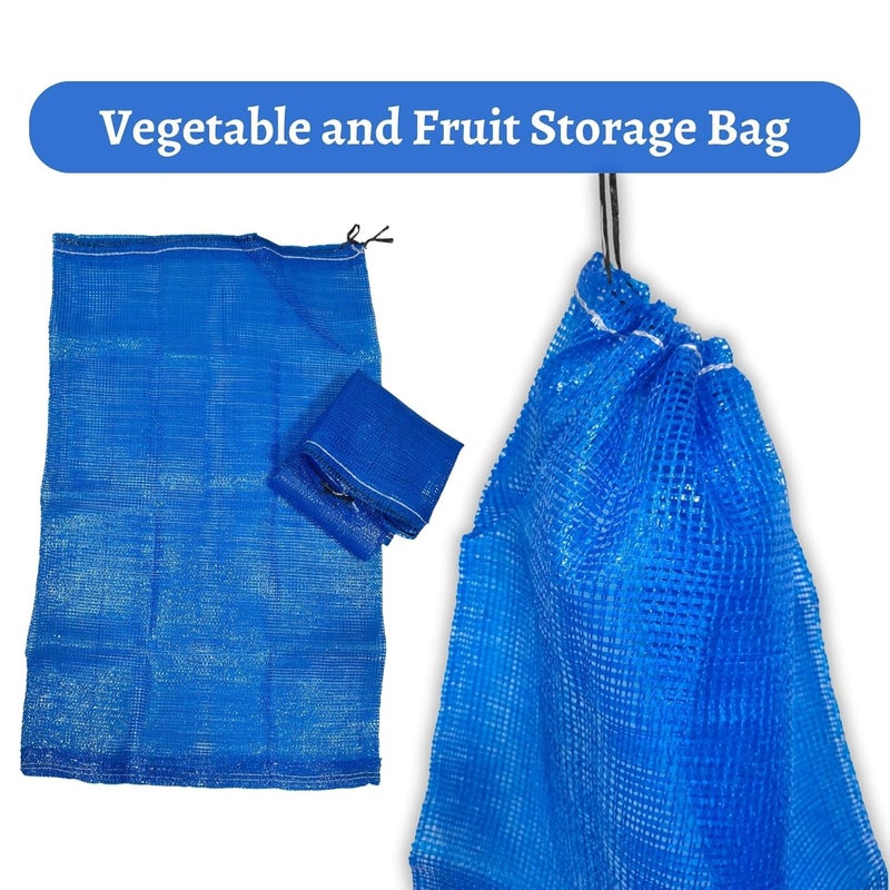 SINGHAL Mesh Onion Produce Bags with Drawstring 20 Inch x 3150 Inch Bags Reusable Breathable Leno PP Fabric Great for Packaging Produce Vegetables and Fruit Blue Color Combo Pack of 25 - Image 4