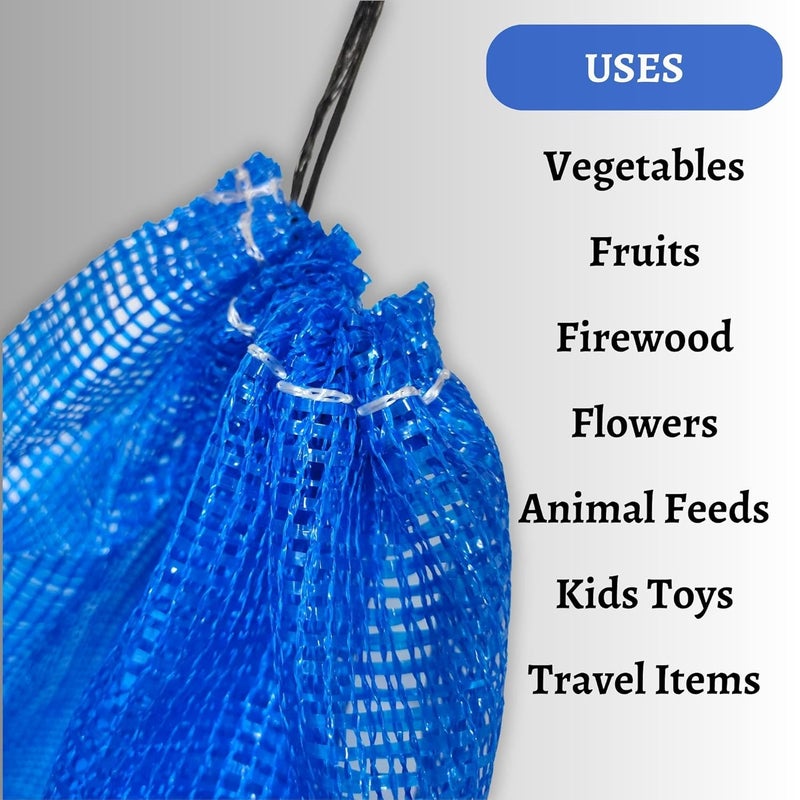 SINGHAL Mesh Onion Produce Bags with Drawstring 20 Inch x 3150 Inch Bags Reusable Breathable Leno PP Fabric Great for Packaging Produce Vegetables and Fruit Blue Color Combo Pack of 25 - Image 3