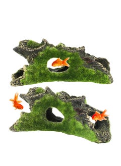 Excefore Aquarium Tree Decoration, 2Pcs Natural Habitat Ornament, Resin Aquarium Tree Decoration, Fish Tank with Hole for Fish Hiding(15 * 5 * 7cm)  - Image 1