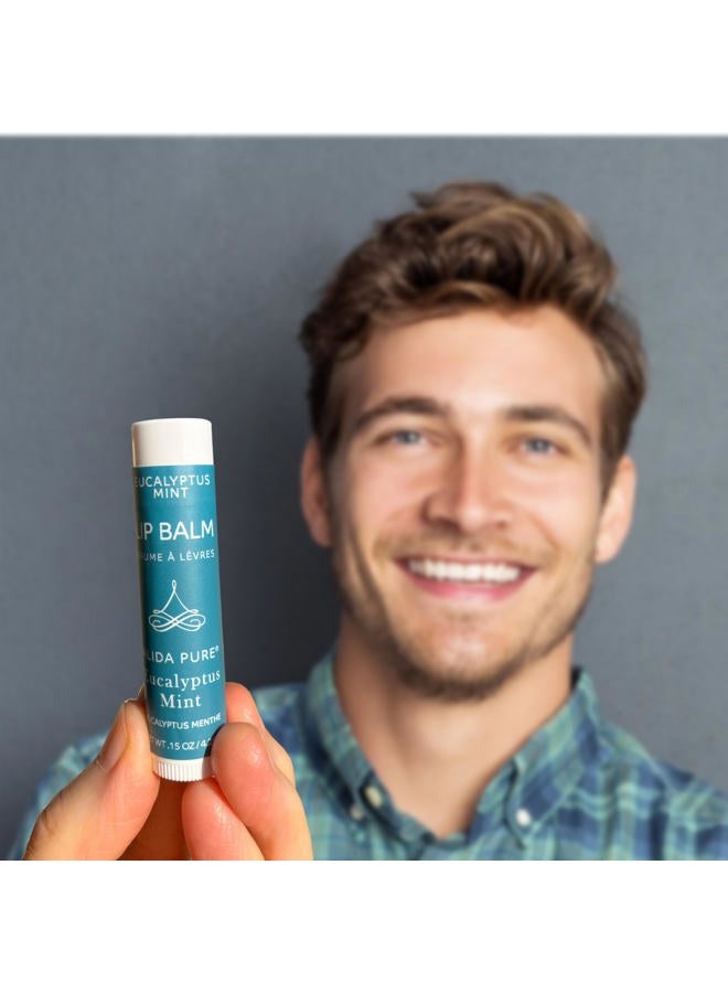 ALIDA PURE ALIDA PURE Eucalyptus Mint Lip Balm Collection, Vegan, Lip Balm, Beeswax Free, with Avocado Oil, Organic Jojoba Oil, and Vitamin E, Natural Moisturizer for Dry, Chapped Lips, 3 Tube Set  - Image 5