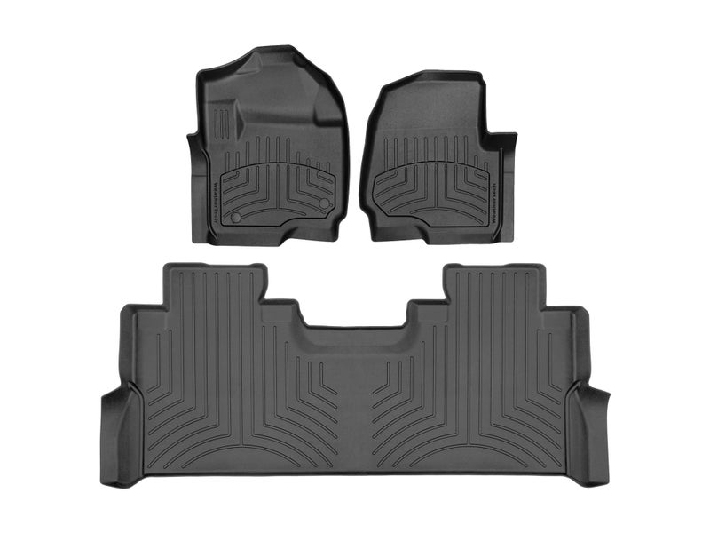 WeatherTech FloorLiner HP Custom Fit Floor Mats for Ford Super Duty SuperCrew Bucket Seats 1st 2nd Row 44101212IM WFold Flat Storage Black