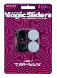 Magic Sliders Magic Sliders 4225- Self-Gripping 7/8-1 Inch Round Furniture Sliding Discs (4 pack) (White/Black)  - Image 1