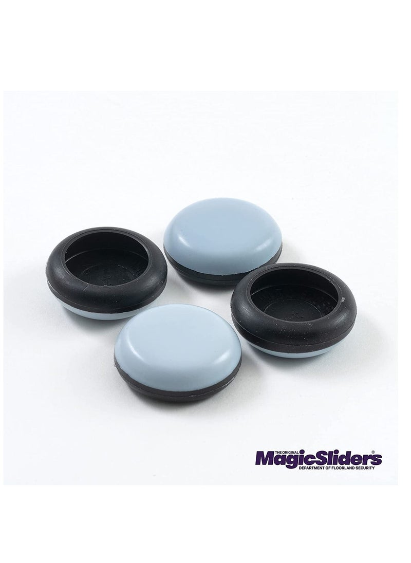 Magic Sliders 4225- Self-Gripping 7/8-1 Inch Round Furniture Sliding Discs (4 pack) (White/Black)