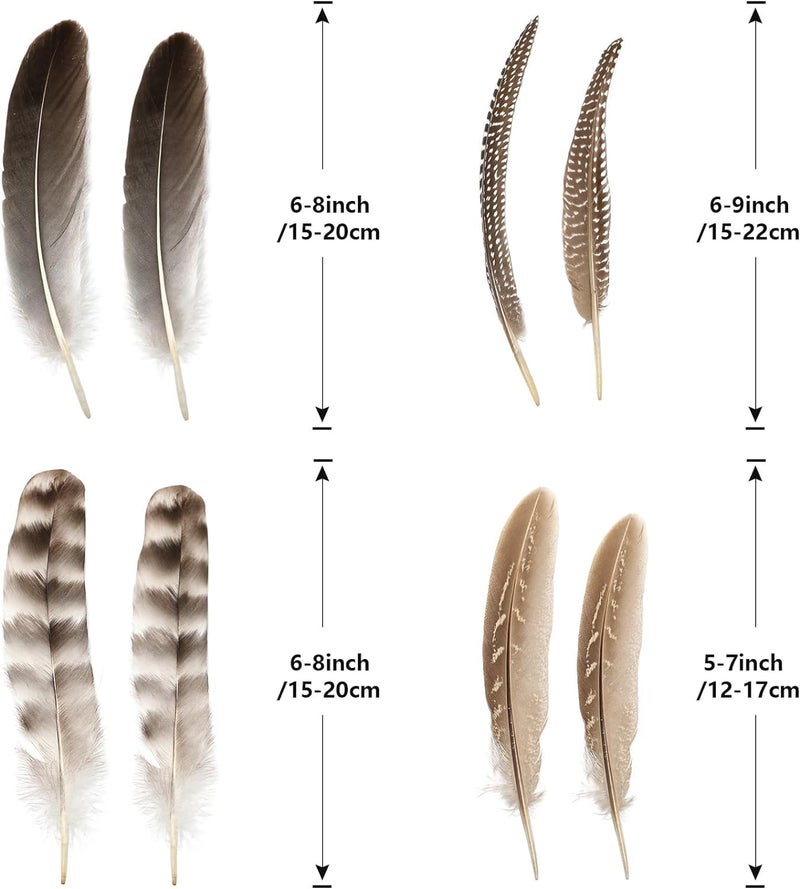 THARAHT 24pcs 4Style Natural Spotted Feathers Guinea Fowl Wing Feathers 6-8 inch Bulk for Craft Clothing Jewelry DIY Decoration Guinea Fowl Wing Feathers - Image 2
