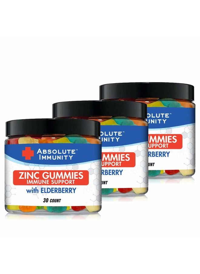 Absolute Nutrition - Absolute Immunity- ZINC and Elderberry Gummies - Immune System Health - Adults and Kids 30ct. 3 Pack - Image 1
