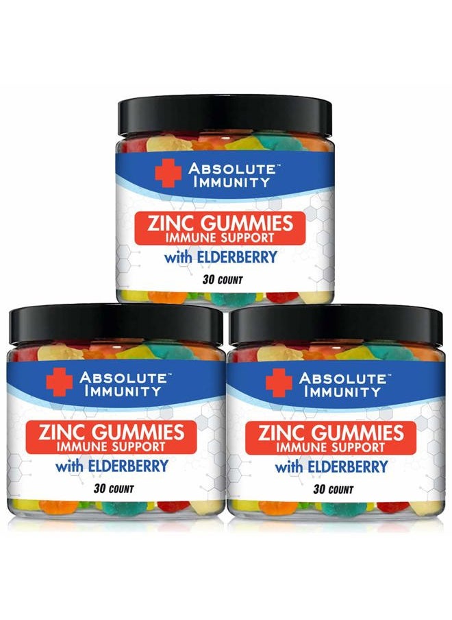 Absolute Nutrition - Absolute Immunity- ZINC and Elderberry Gummies - Immune System Health - Adults and Kids 30ct. 3 Pack - Image 1