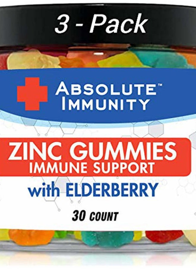 Absolute Nutrition - Absolute Immunity- ZINC and Elderberry Gummies - Immune System Health - Adults and Kids 30ct. 3 Pack - Image 1